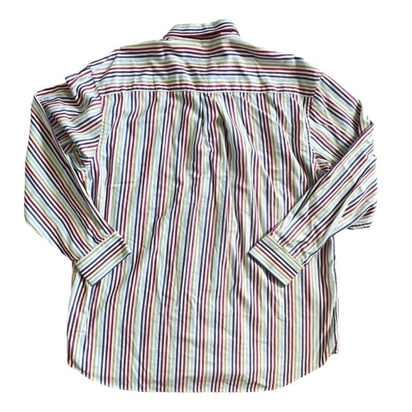 Alan Flusser Mens XL Striped Button Down Shirt Multicolor Cotton Long Sleeve - Picture 2 of 11